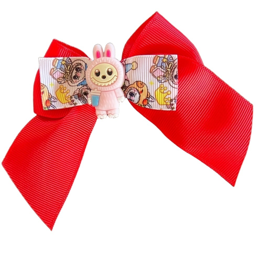 4/$15 Bundle Monster Girls Hair Bow Red Ribbon with cup